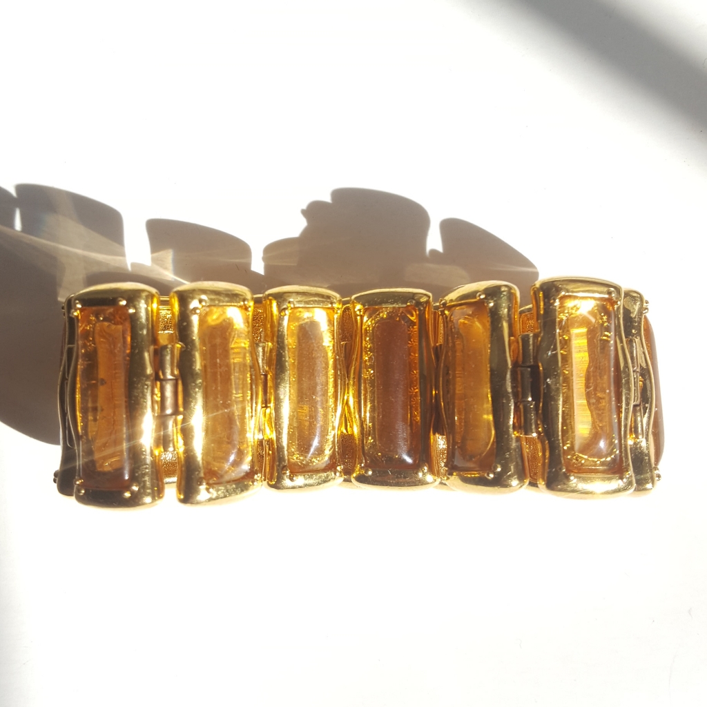 Coro Vintage Bracelet 8 Gorgeous Mcm Lucite Gold Plated Collectible 88$